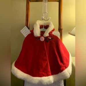 Girls - Savannah - Red and White Hooded Cape